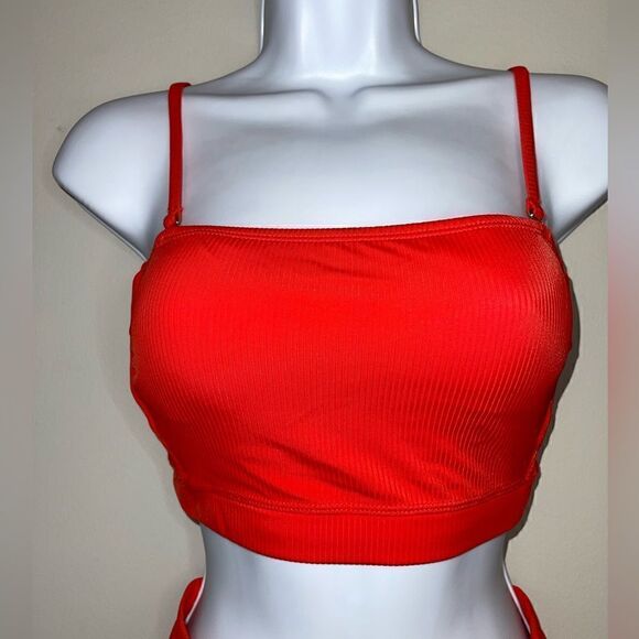 XHILARATION Ribbed High Waisted Bandeau Bikini Size Small - Picture 9 of 9